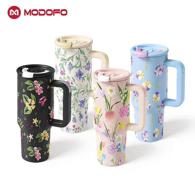 Mug Terisolasi Kapasitas Besar MODOFO 40oz dengan Sedotan