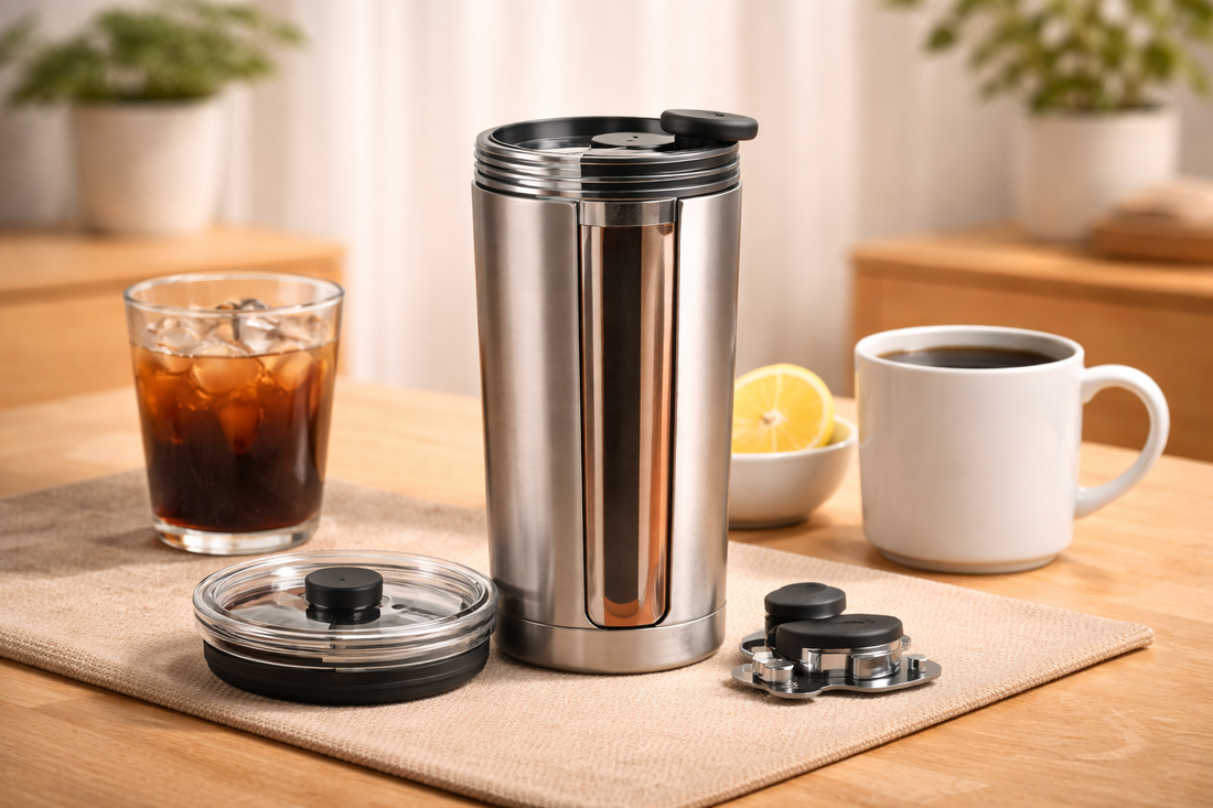 insulated tumbler used in daily life showing coffee and cold drink usage in modern lifestyle setting