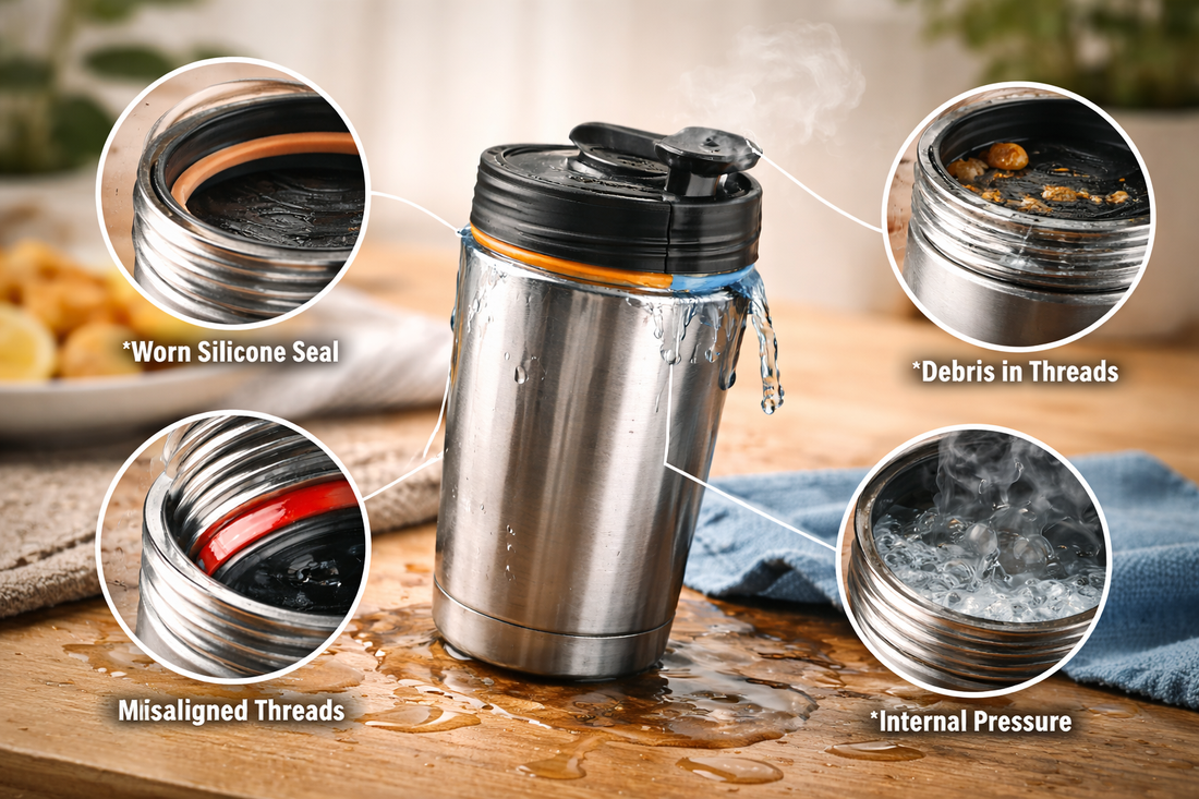 leaking water bottle inside backpack causing water spill in everyday situation