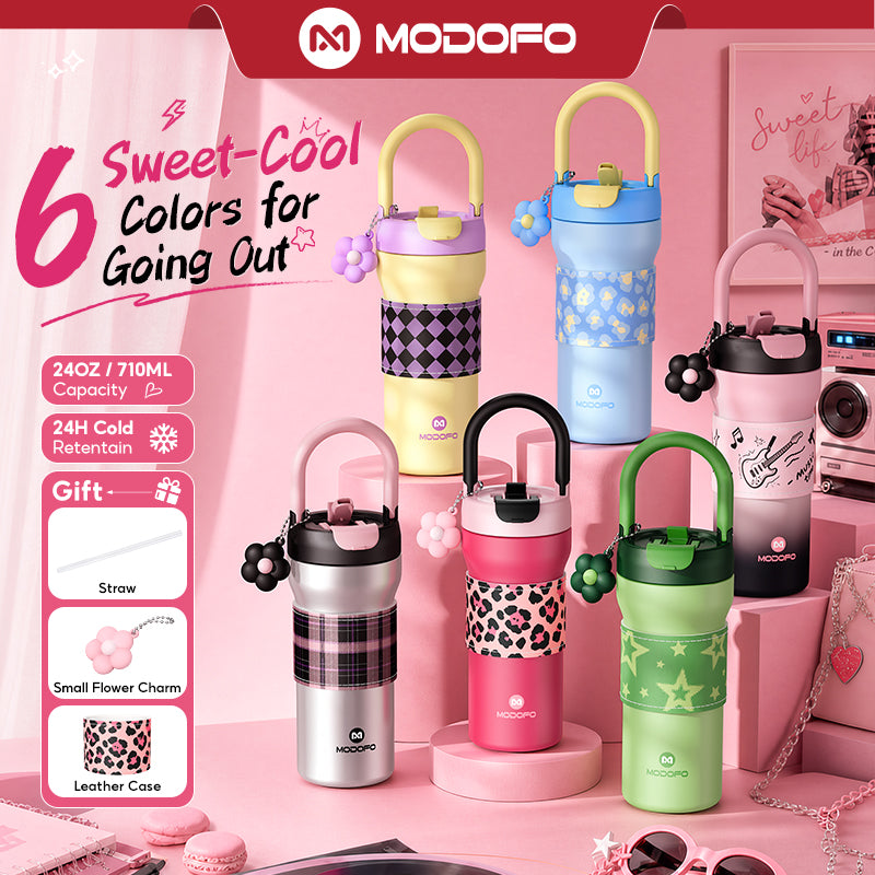 MODOFO Tumbler 24oz/710ml Tumbler Tahan Sejuk Straw 316 Stainless Steel Water Bottle