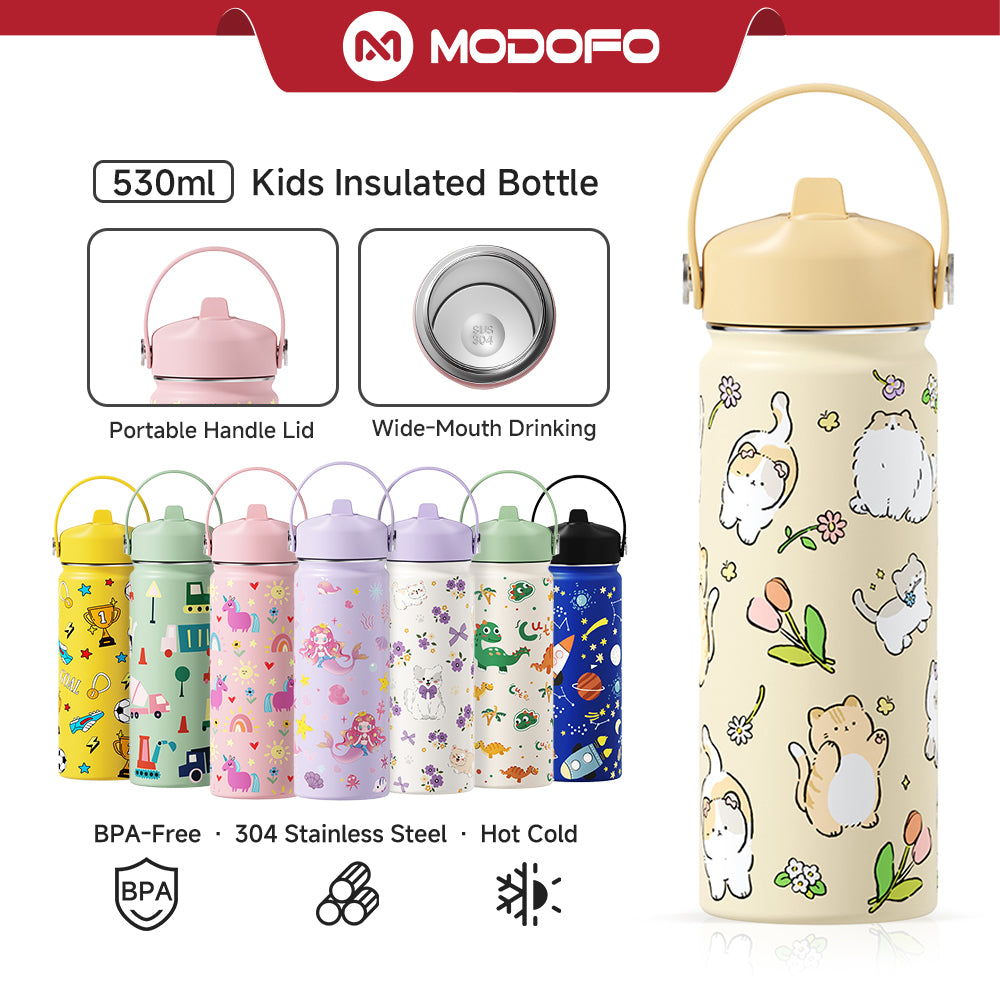 FAFA BEAUTY & MODOFO Featured 530ML/18oz Cat Cartoon Cute Print Thermos Cup