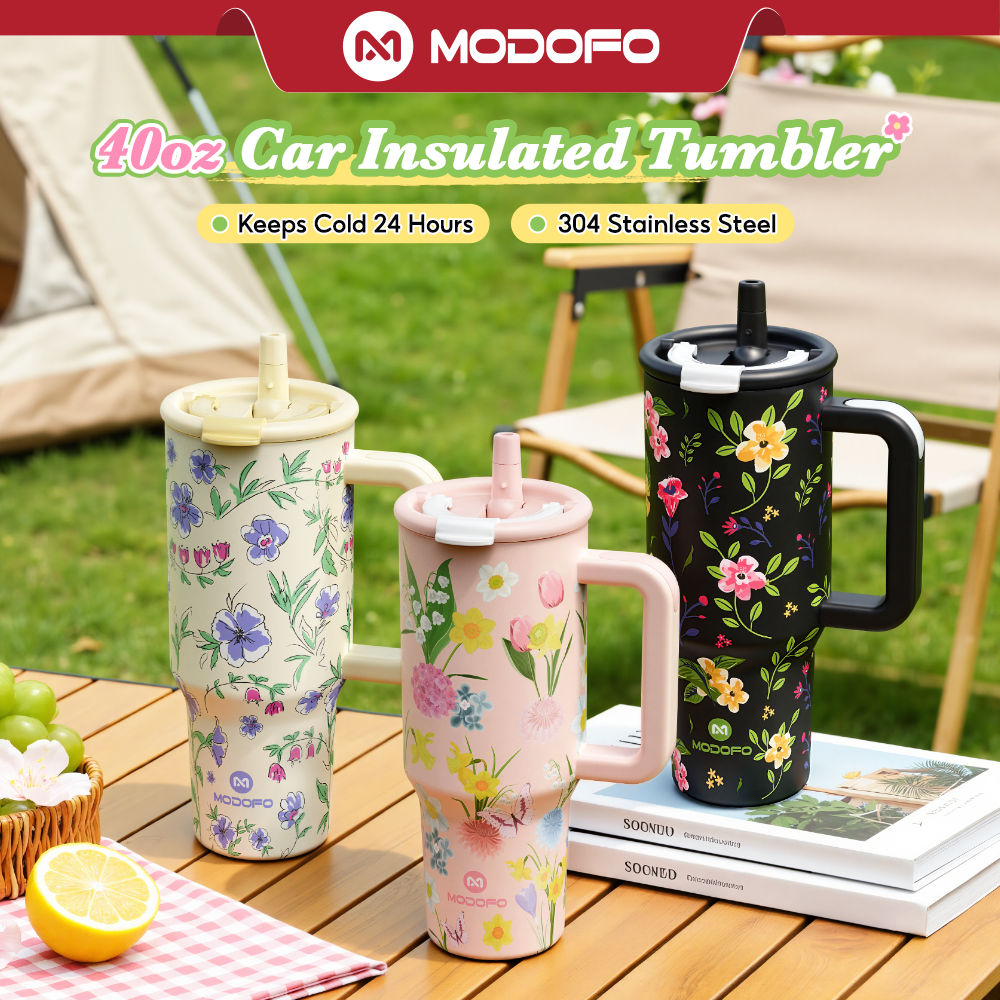 Tumbler Berinsulasi MODOFO 40 oz dengan Sedotan | Botol Stainless Steel Kapasitas Besar 1200 ml
