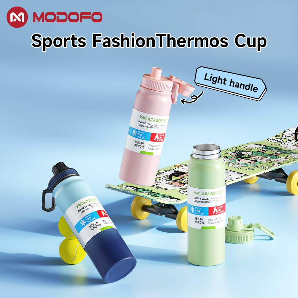MODOFO 1000ml stainless steel portable sports cup large grade drinking water cup