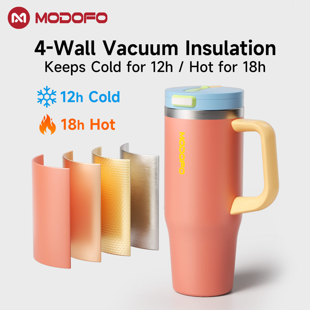 Botol pop-up MODOFO 32oz dengan sedotan, termos baja tahan karat yang cantik dan tahan dingin