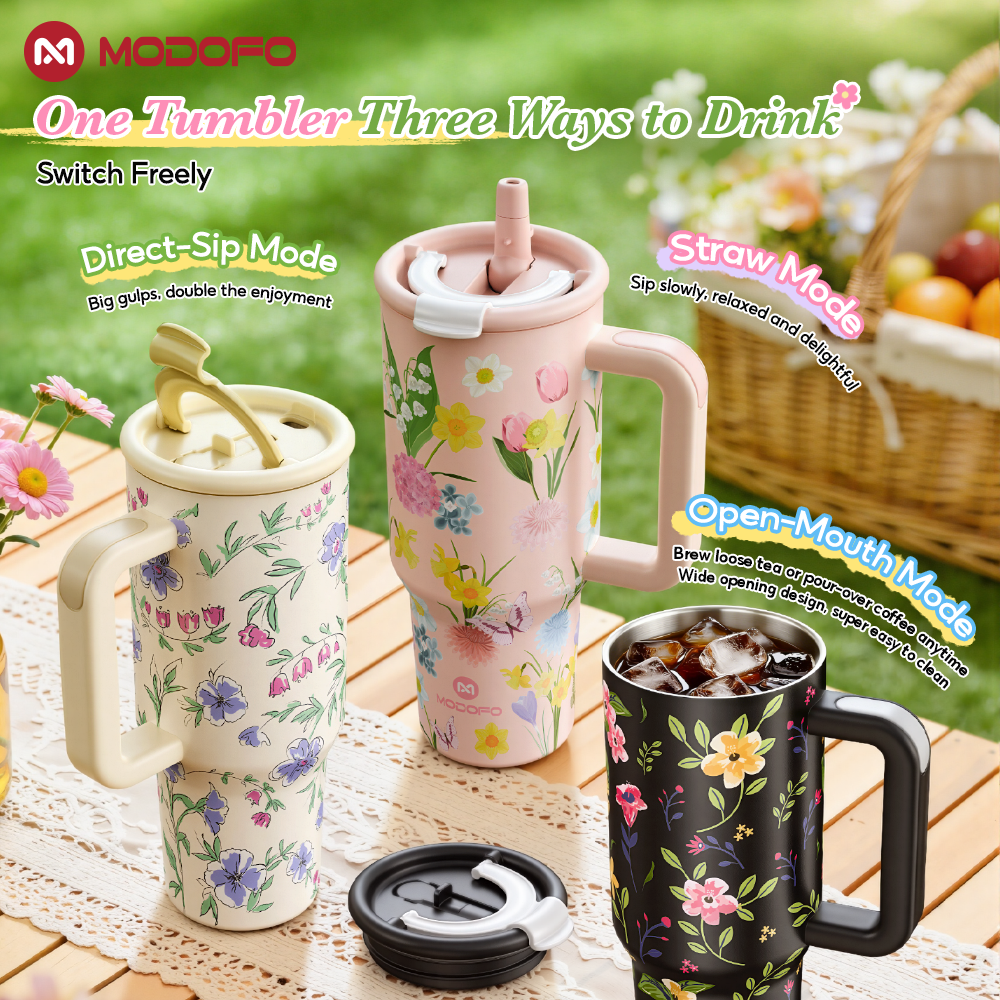 Tumbler Berinsulasi MODOFO 40 oz dengan Sedotan | Botol Stainless Steel Kapasitas Besar 1200 ml