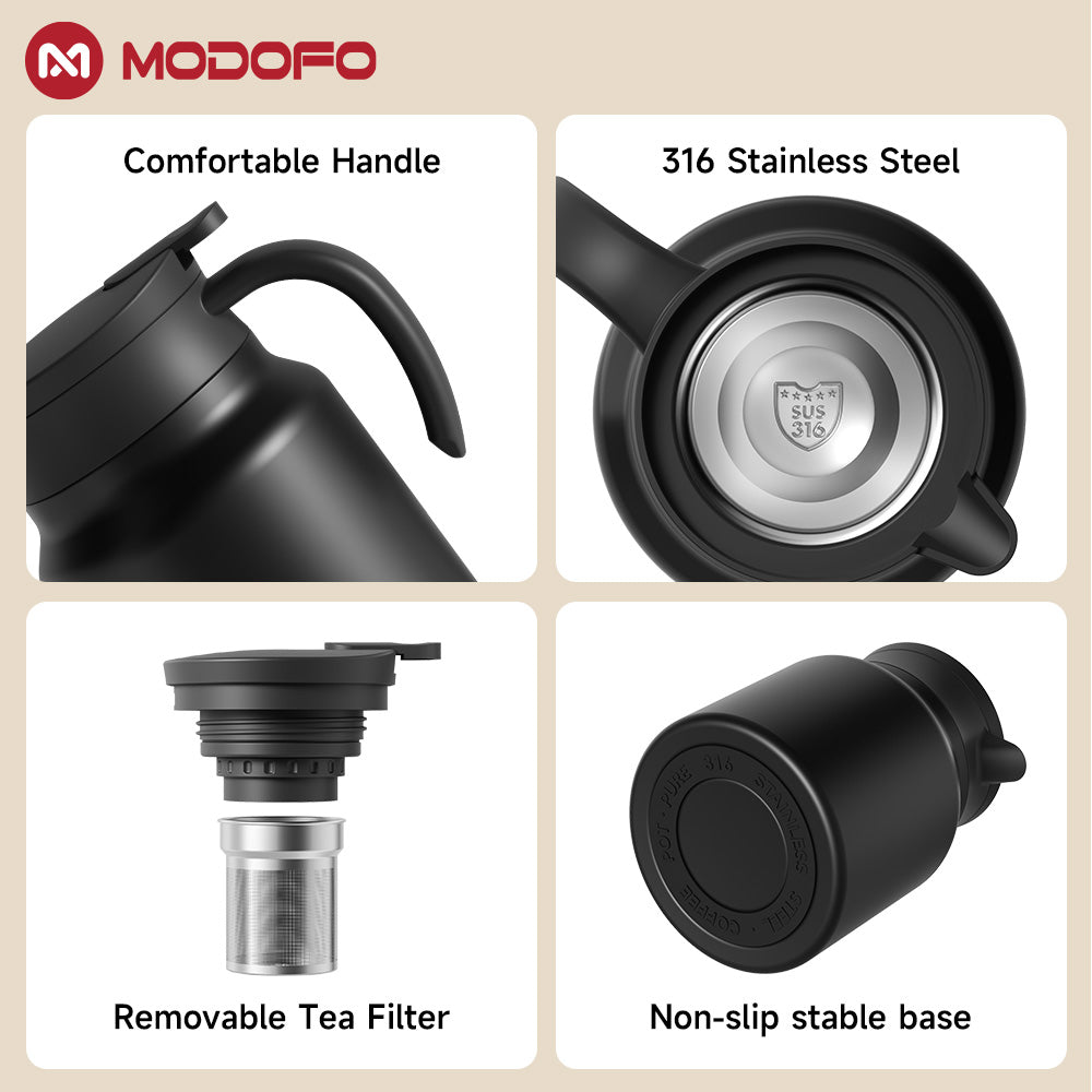 MODOFO Portable Stainless Steel Thermal Insulation Teapot