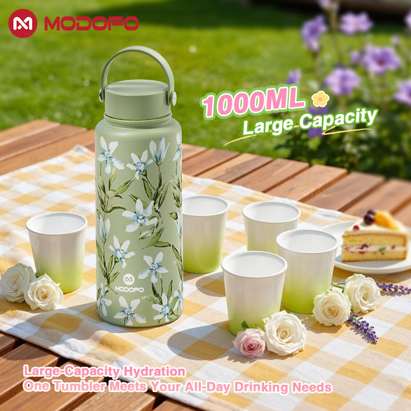 MODOFO 1000ml Insulated Tumbler with Straw – Everyday Thermal Bottle