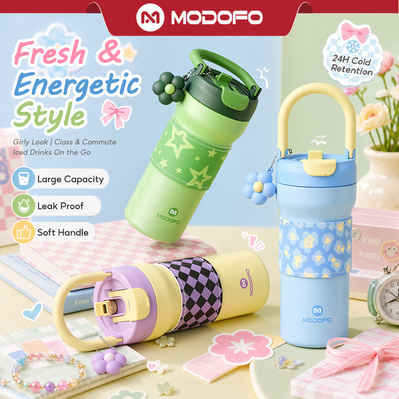 MODOFO Tumbler 24oz/710ml Tumbler Tahan Sejuk Straw 316 Stainless Steel Water Bottle