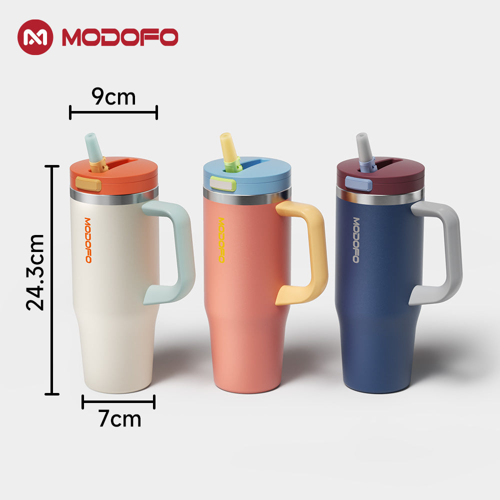 Botol pop-up MODOFO 32oz dengan sedotan, termos baja tahan karat yang cantik dan tahan dingin