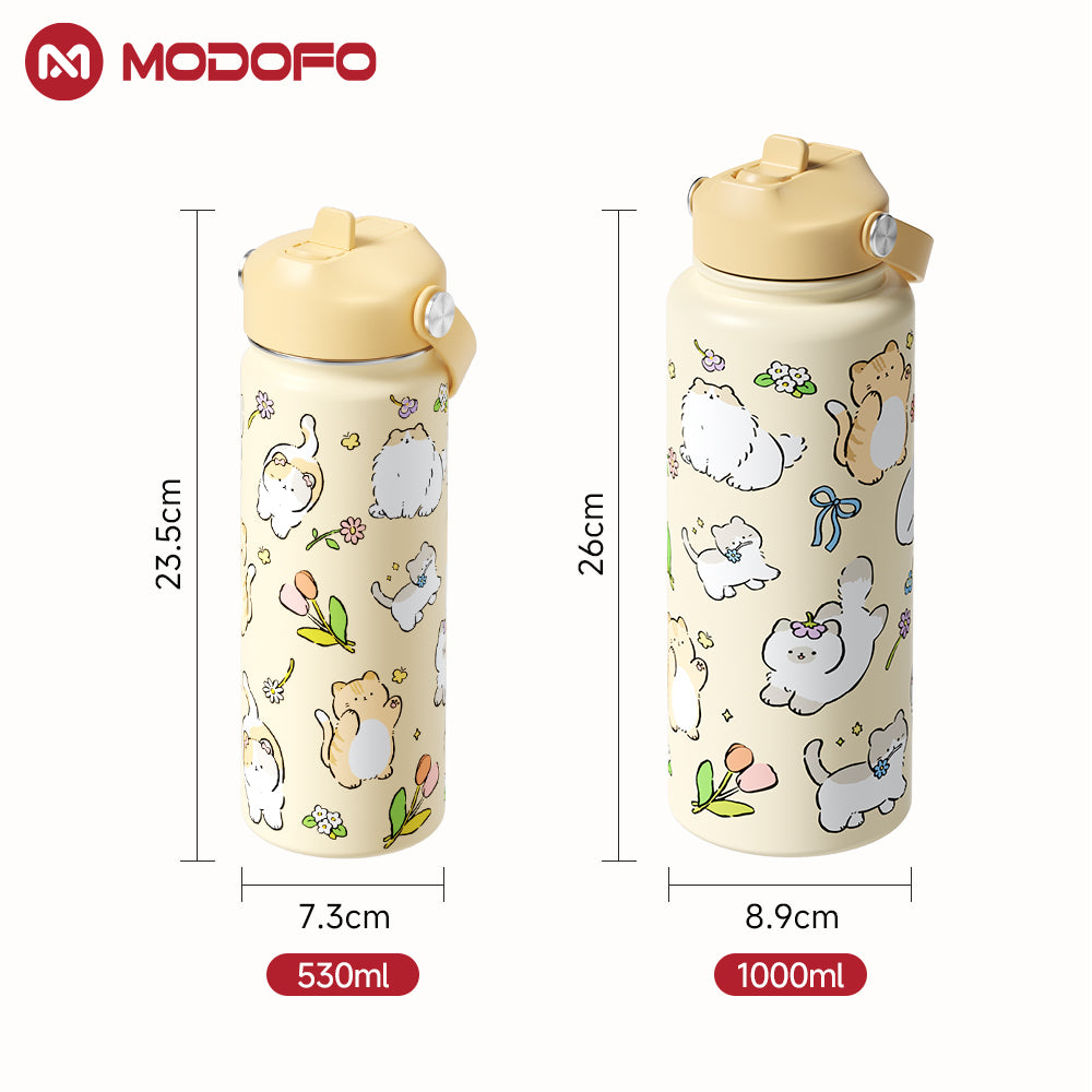 FAFA BEAUTY & MODOFO Featured 530ML/18oz Cat Cartoon Cute Print Thermos Cup