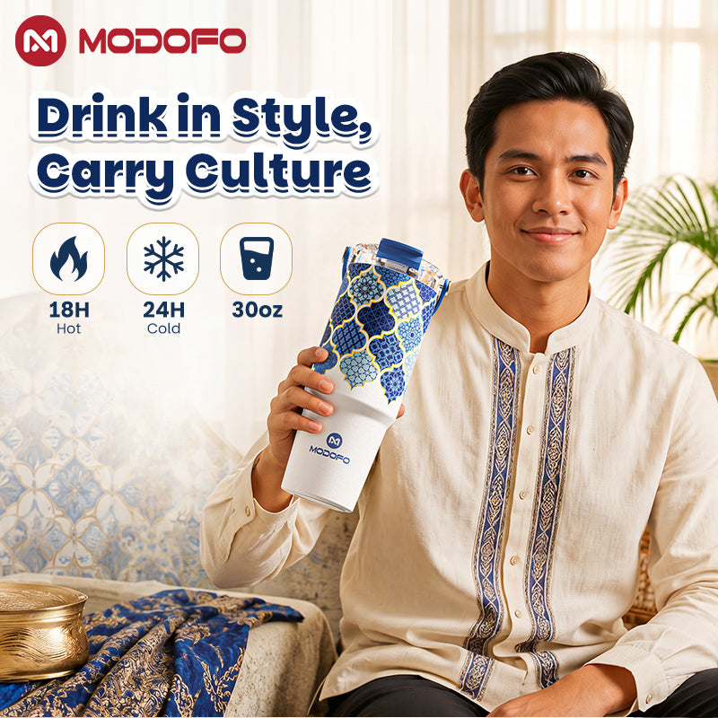 MODOFO 30oz Tumbler Tahan Sejuk Straw Batik Series botol air tahan sejuk Insulated Tumbler with Straw Thermos Bottle