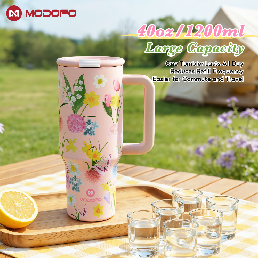 Tumbler Berinsulasi MODOFO 40 oz dengan Sedotan | Botol Stainless Steel Kapasitas Besar 1200 ml