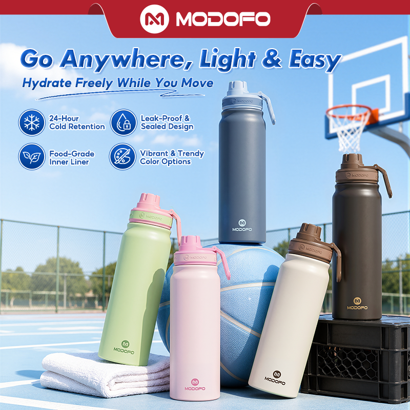 MODOFO Stainless Steel Vacuum Insulated Sports Water Bottle