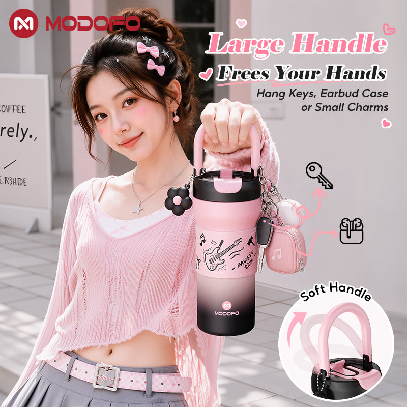 MODOFO Tumbler 24oz/710ml Tumbler Tahan Sejuk Straw 316 Stainless Steel Water Bottle