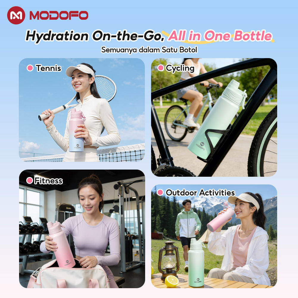 MODOFO 700ml Sports Bottle Insulated Tumbler with Straw Stainless