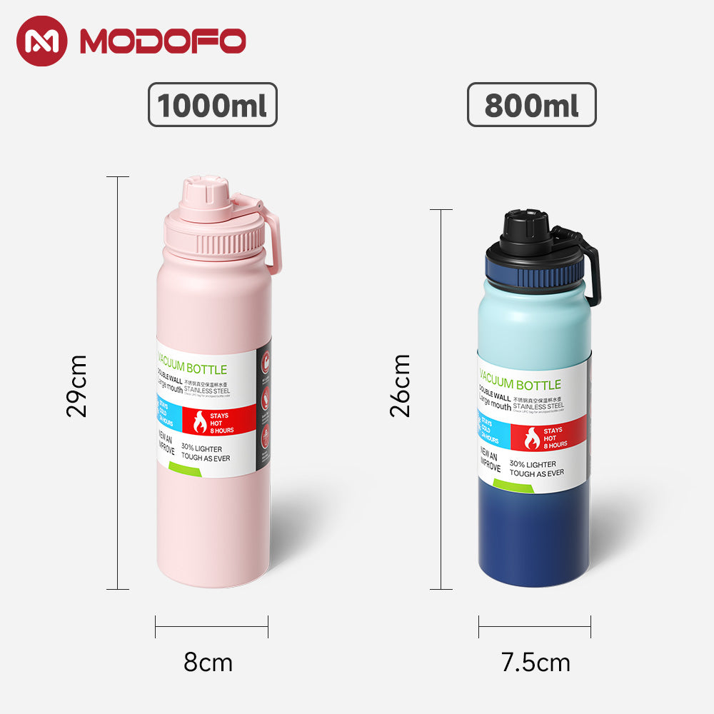 MODOFO 1000ml stainless steel portable sports cup large grade drinking water cup