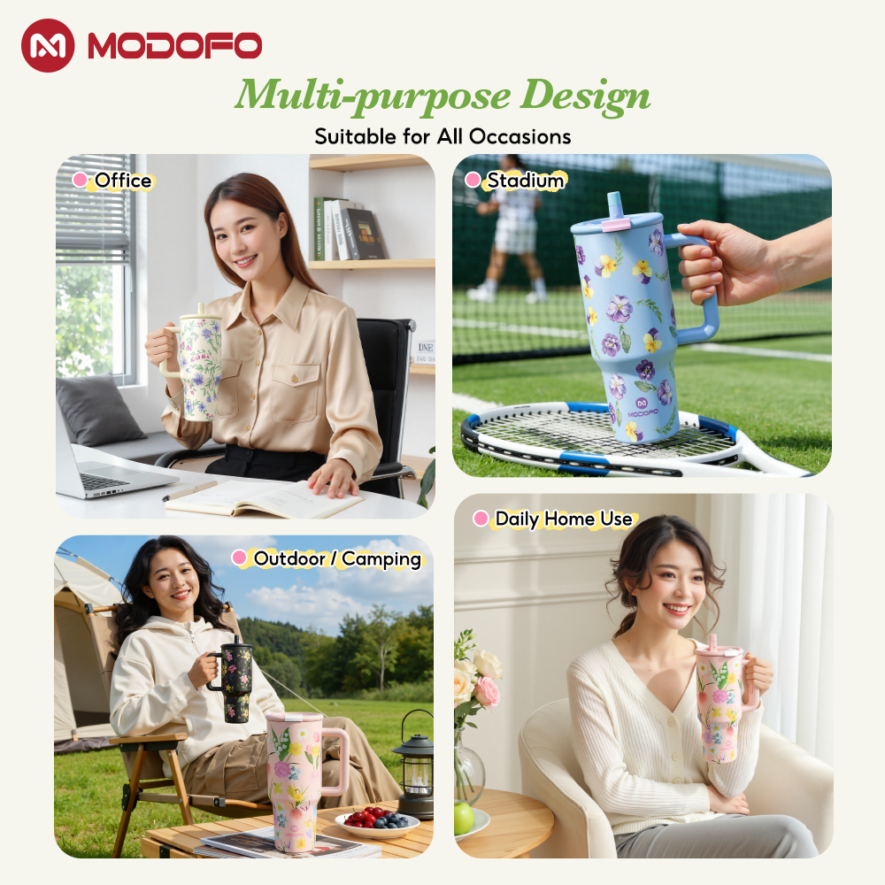 Tumbler Berinsulasi MODOFO 40 oz dengan Sedotan | Botol Stainless Steel Kapasitas Besar 1200 ml