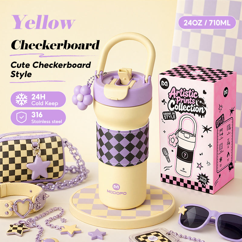 MODOFO Tumbler 24oz/710ml Tumbler Tahan Sejuk Straw 316 Stainless Steel Water Bottle