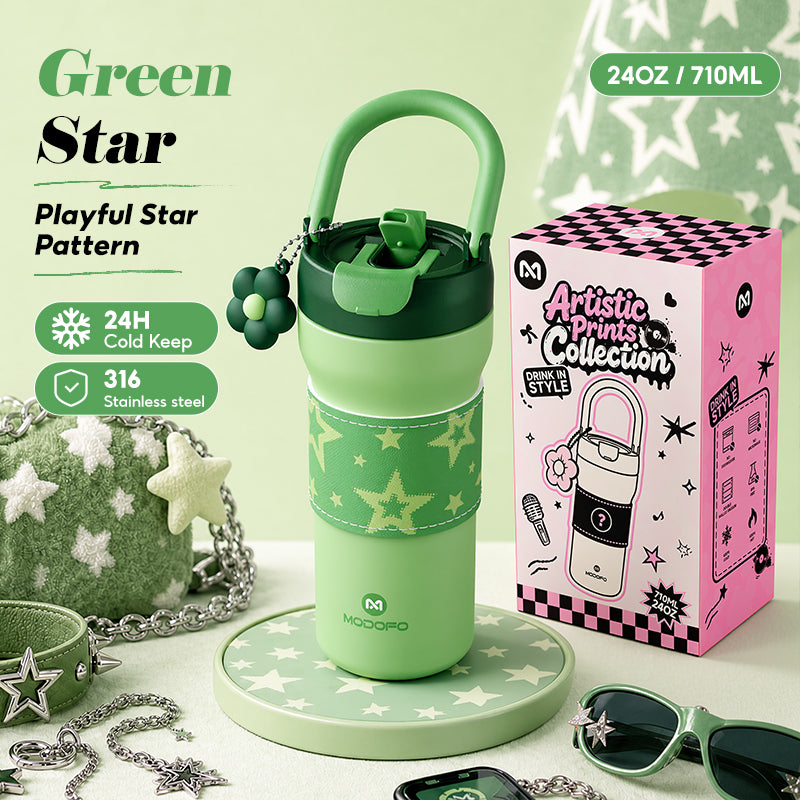 MODOFO Tumbler 24oz/710ml Tumbler Tahan Sejuk Straw 316 Stainless Steel Water Bottle