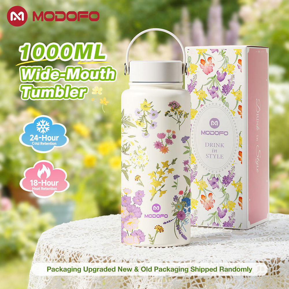 MODOFO 1000ml Insulated Tumbler with Straw – Everyday Thermal Bottle