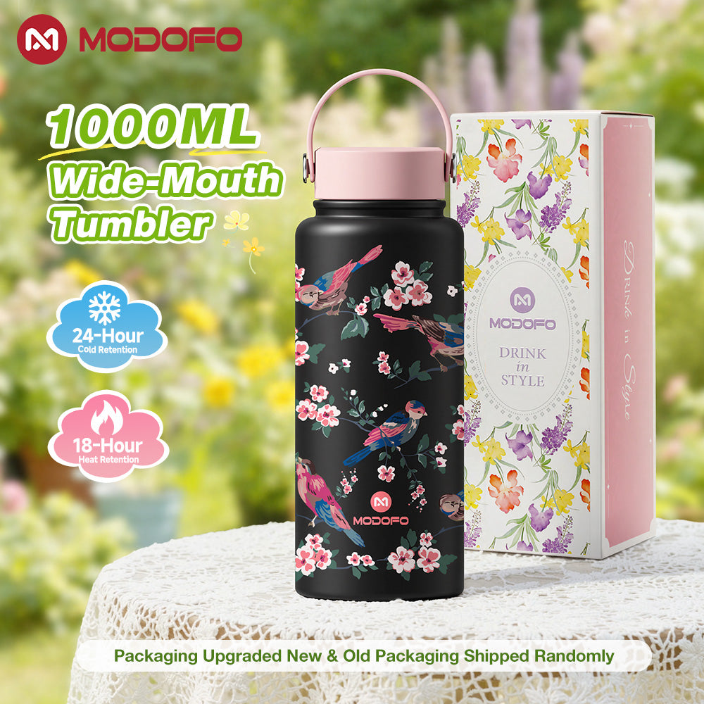 MODOFO 1000ml Insulated Tumbler with Straw – Everyday Thermal Bottle