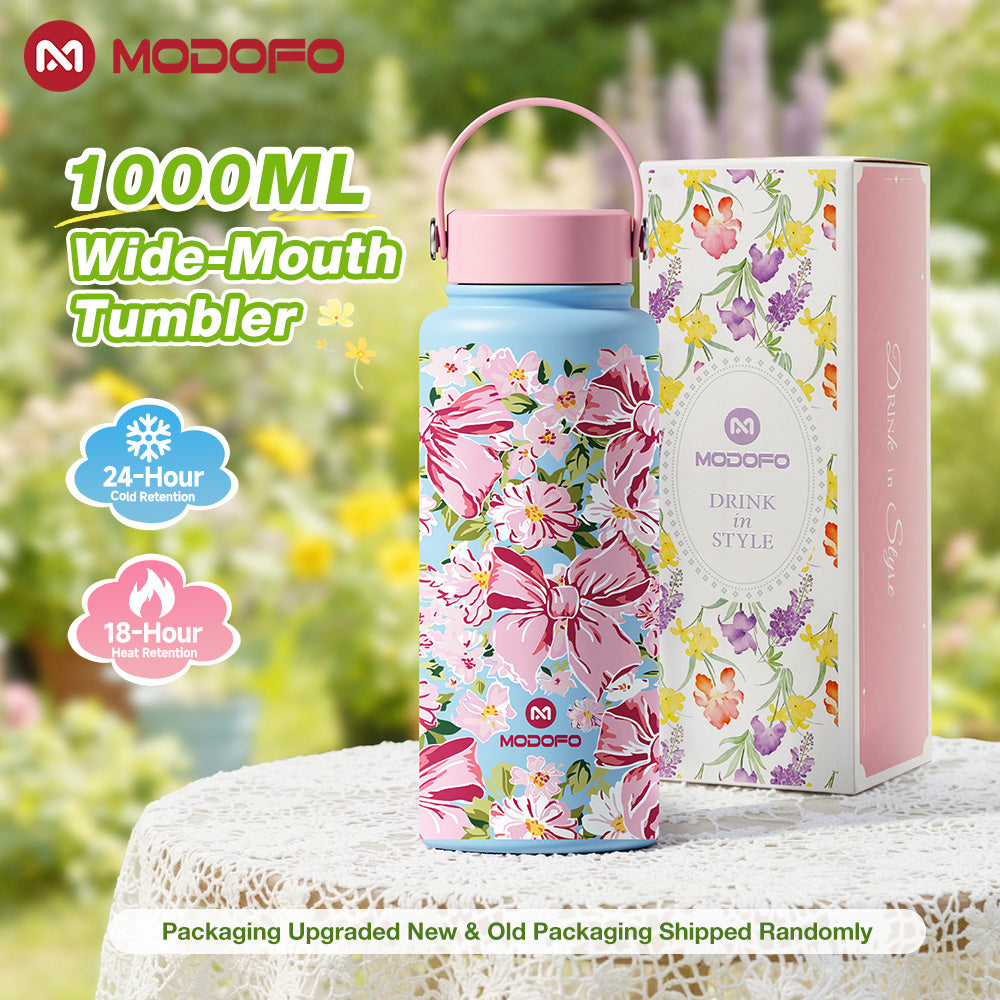 MODOFO 1000ml Insulated Tumbler with Straw – Everyday Thermal Bottle