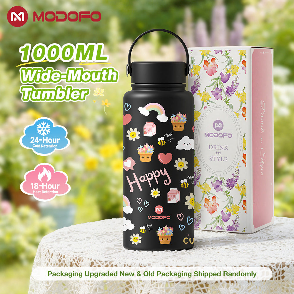 MODOFO 1000ml Insulated Tumbler with Straw – Everyday Thermal Bottle
