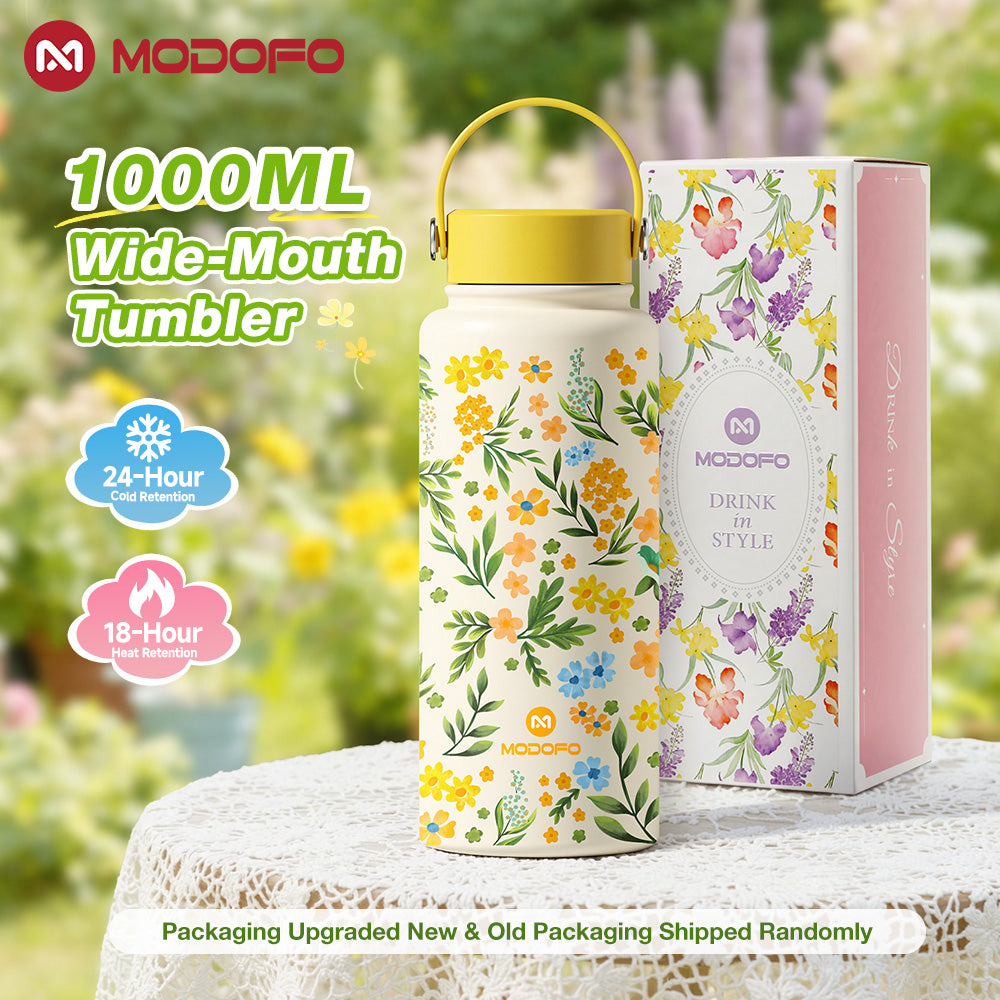 MODOFO 1000ml Insulated Tumbler with Straw – Everyday Thermal Bottle