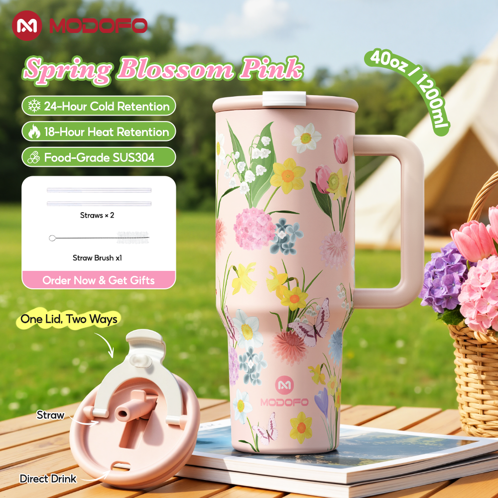 Tumbler Berinsulasi MODOFO 40 oz dengan Sedotan | Botol Stainless Steel Kapasitas Besar 1200 ml