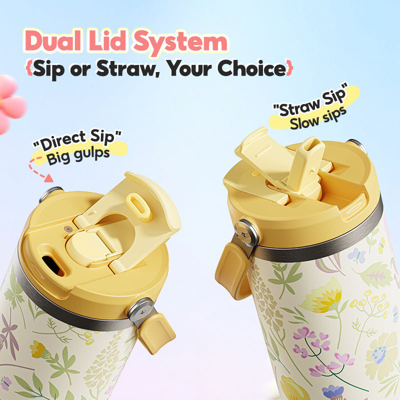 MODOFO 40 oz Insulated Tumbler with Straw | 1200 ml Large-Capacity Stainless Steel Travel Bottle