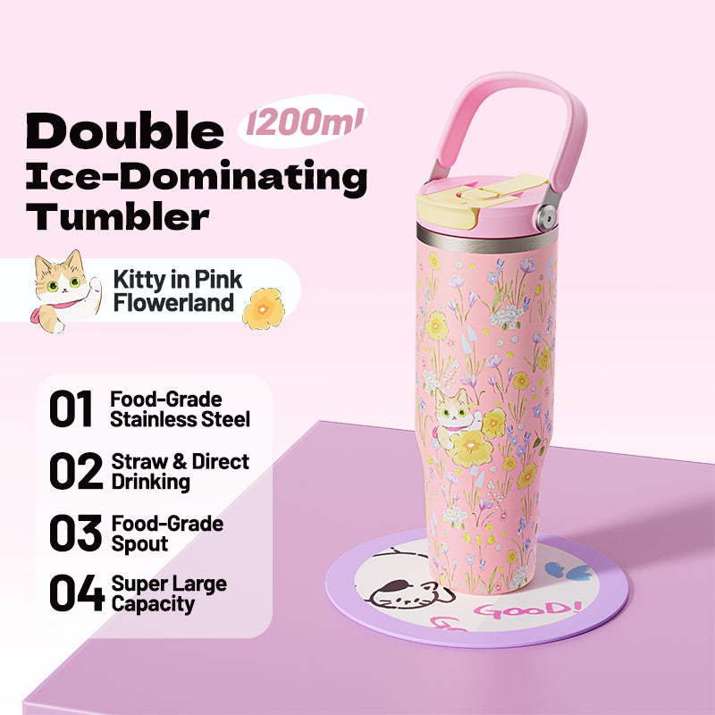 MODOFO 40 oz Insulated Tumbler with Straw | 1200 ml Large-Capacity Stainless Steel Travel Bottle