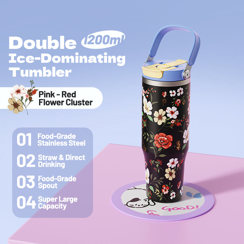 MODOFO 40 oz Insulated Tumbler with Straw | 1200 ml Large-Capacity Stainless Steel Travel Bottle