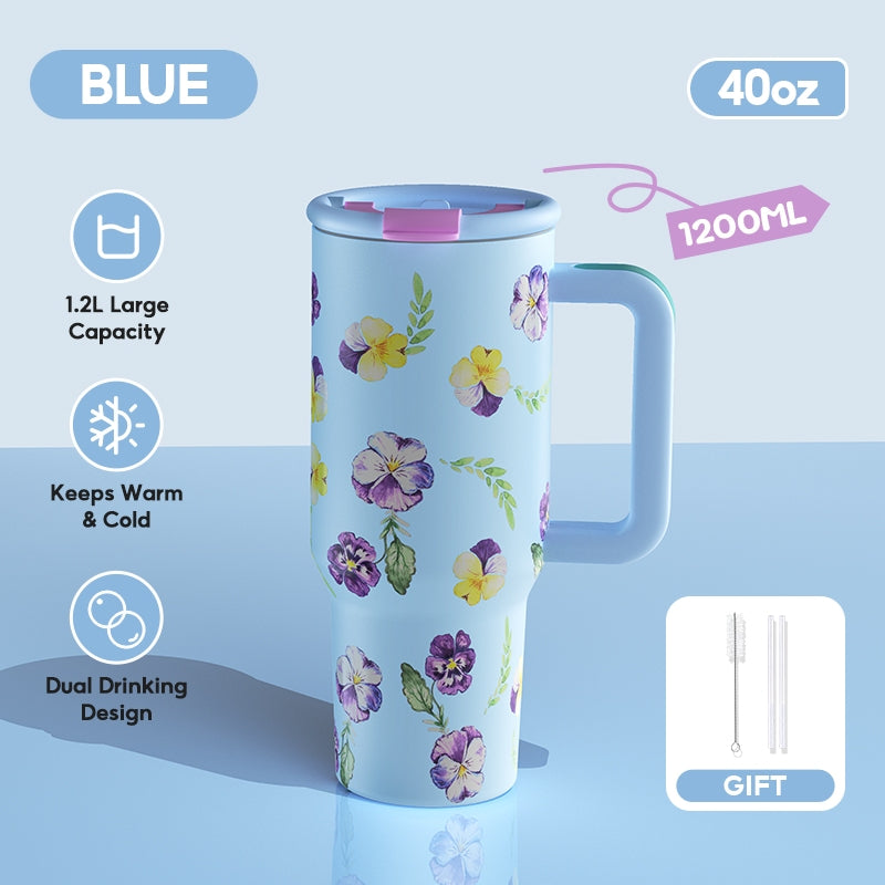MODOFO 40 oz Insulated Tumbler with Straw | 1200 ml Large-Capacity Stainless Steel Bottle