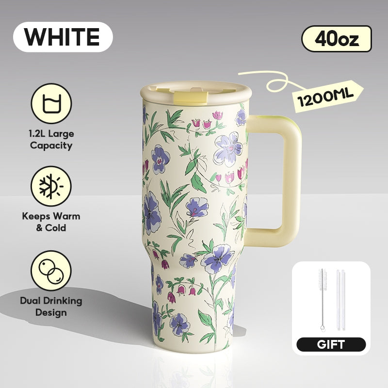 MODOFO 40 oz Insulated Tumbler with Straw | 1200 ml Large-Capacity Stainless Steel Bottle