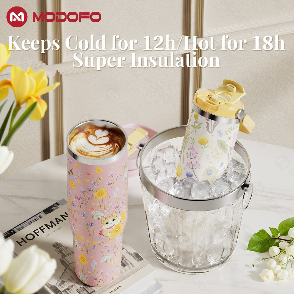 MODOFO 40 oz Insulated Tumbler with Straw | 1200 ml Large-Capacity Stainless Steel Travel Bottle