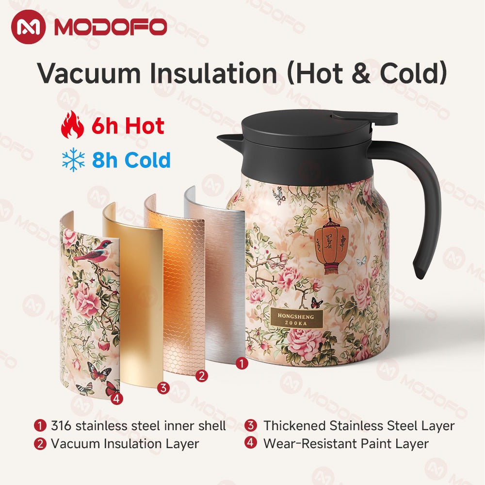 Teko Termos MODOFO 316 Stainless Steel | Teko Kopi Termal 1 L untuk Minuman Panas dan Dingin
