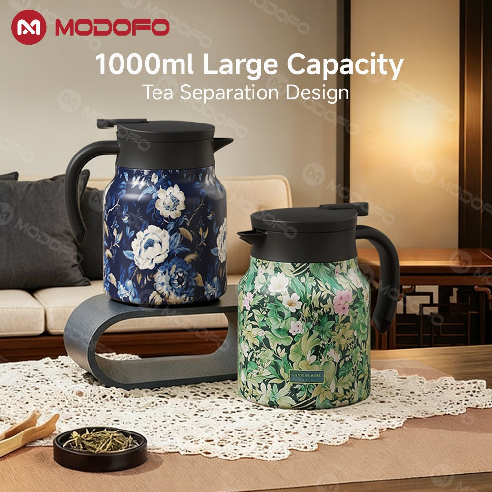 MODOFO 316 Stainless Steel Thermos Teapot | 1 L Thermal Coffee Pot for Hot and Cold Drinks