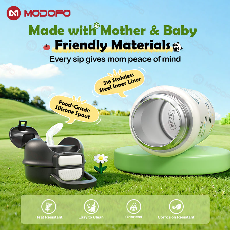 MODOFO Panda Series 530ml Kids Insulated Tumbler with Straw | Stainless Steel Thermos Bottle