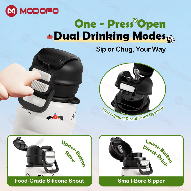MODOFO Panda Series 530ml Kids Insulated Tumbler with Straw | Stainless Steel Thermos Bottle