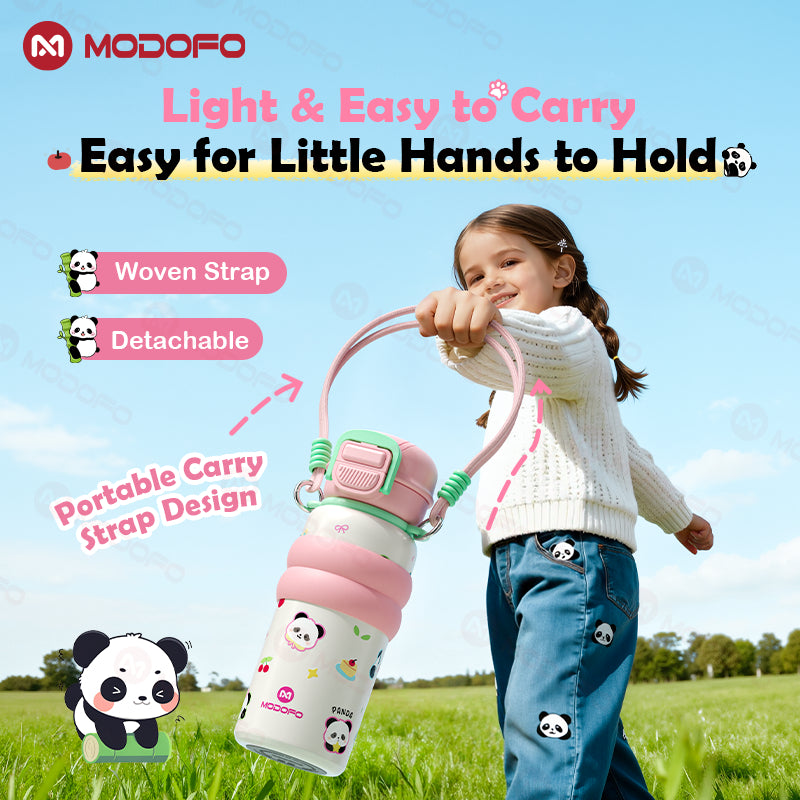 MODOFO Panda Series 530ml Kids Insulated Tumbler with Straw | Stainless Steel Thermos Bottle