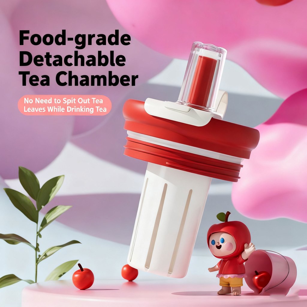 MODOFO 1200ml Ceramic Insulated Water Bottle | Tea Infuser + Straw Multi-functional Sports Water Bottle